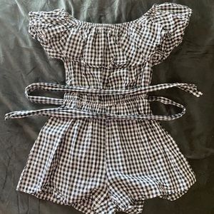 Black/White plaid romper